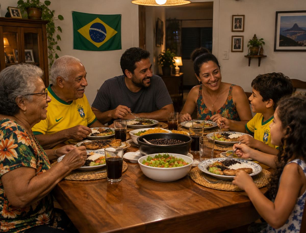 Família brasileira reunida à mesa